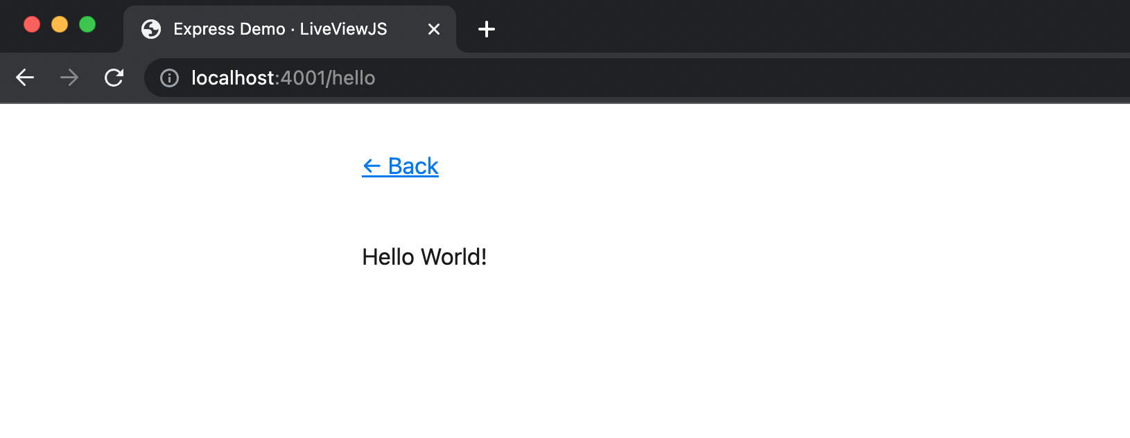 LiveViewJS Hello World Screenshot